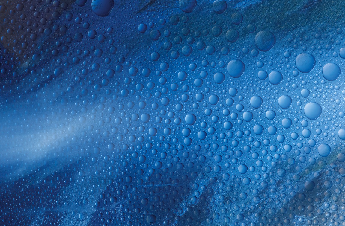 Motif for an LED shower wall: waterdrops on glass